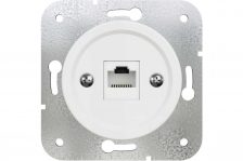 Розетка ретро пластиковая компьютерная RJ45 , белый, серия ЛАХТА «СенатЪ», ТМ МЕЗОНИНЪ