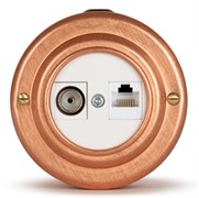 Розетка информационная RJ45+TV (CAT. 5E), цвет "Nat copper" белая вставка , VINTAGE-BRASS