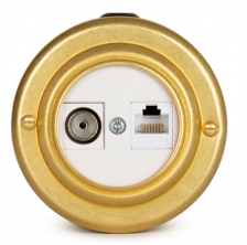 Розетка информационная RJ45+TV (CAT. 5E), цвет "Gold" белая вставка , VINTAGE-BRASS