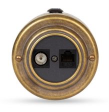 Розетка информационная RJ45+TV (CAT. 5E), цвет "Old Bronze" черная вставка , VINTAGE-BRASS