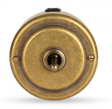 Переключатель тумблерный с гайкой 1кл (проходной) 10А, цвет "Old Bronze", VINTAGE-BRASS
